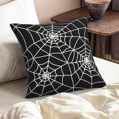 Wsunsal Halloween Pillow Covers 18x18 Inch Set of 2, Black Spider Web Decor Throw Pillows Holiday Halloween Outdoor Decorative Pillows Square Linen Cushion Covers for Home Bed Couch Sofa