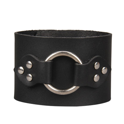 Jeilwiy Mens Cuff Bracelet Punk Rock Bracelets Black Leather Bracelet for Men Women Plain Punk Leather Snap Bracelets