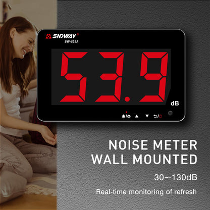 Decibel Meter 30dB-130dB, Wall Mounted Hanging Sound Level Meter for Classroom Noise, Large Screen SPL Meter with Alarm, USB Powered Noise Tester for Public Area/Restaurant