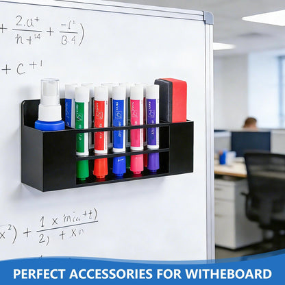 VieFantaisie Acrylic Magnetic Dry Erase Marker Holder, 10 Slots Black Magnetic Marker Pen Holder, Magnet Storage for Whiteboard, Desk Locker Organizer Accessories, Office, Classroom, Home