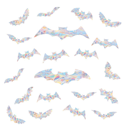 45PCS Halloween Bat Window Stickers Prevent Birds from Hitting Windows, Rainbow Sun Catcher Stickers No Glue Required, Non-Adhesive Reusable Vinyl Rainbow Stickers