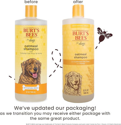 Burt’s Bees for Pets Oatmeal Dog Shampoo with Honey, Soothing Dog Shampoo for Itchy and Sensitive Skin, pH Balanced Formula that Gently Cleans and Moisturizes Dog Coats, 32 Fl Oz - 2 Pack