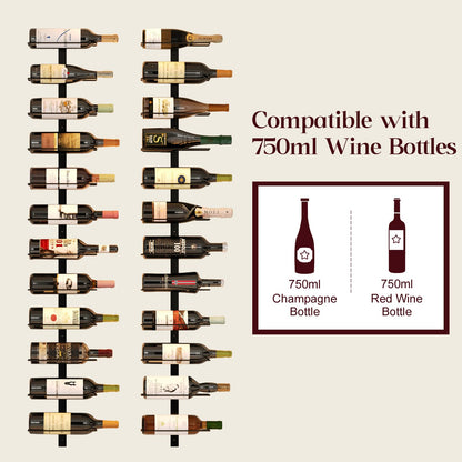 X-cosrack 12 Bottle Wall-Mounted Wine Rack, Detachable Storage Organizer Used as One or Four, DIY Wall Hanging Bottle Holder, for Dining Room, Bar, Wine Cellar