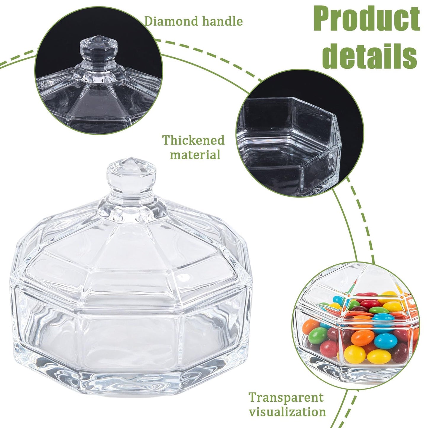 Lolytama Candy Jar,Airtight Candy Containers with lid,Glass Cookie Storage Jar Kitchen Details,Cookie Jar for Honey, Jelly, Wedding Favors, Sauces,Halloween&Christmas Candy Containers Jar