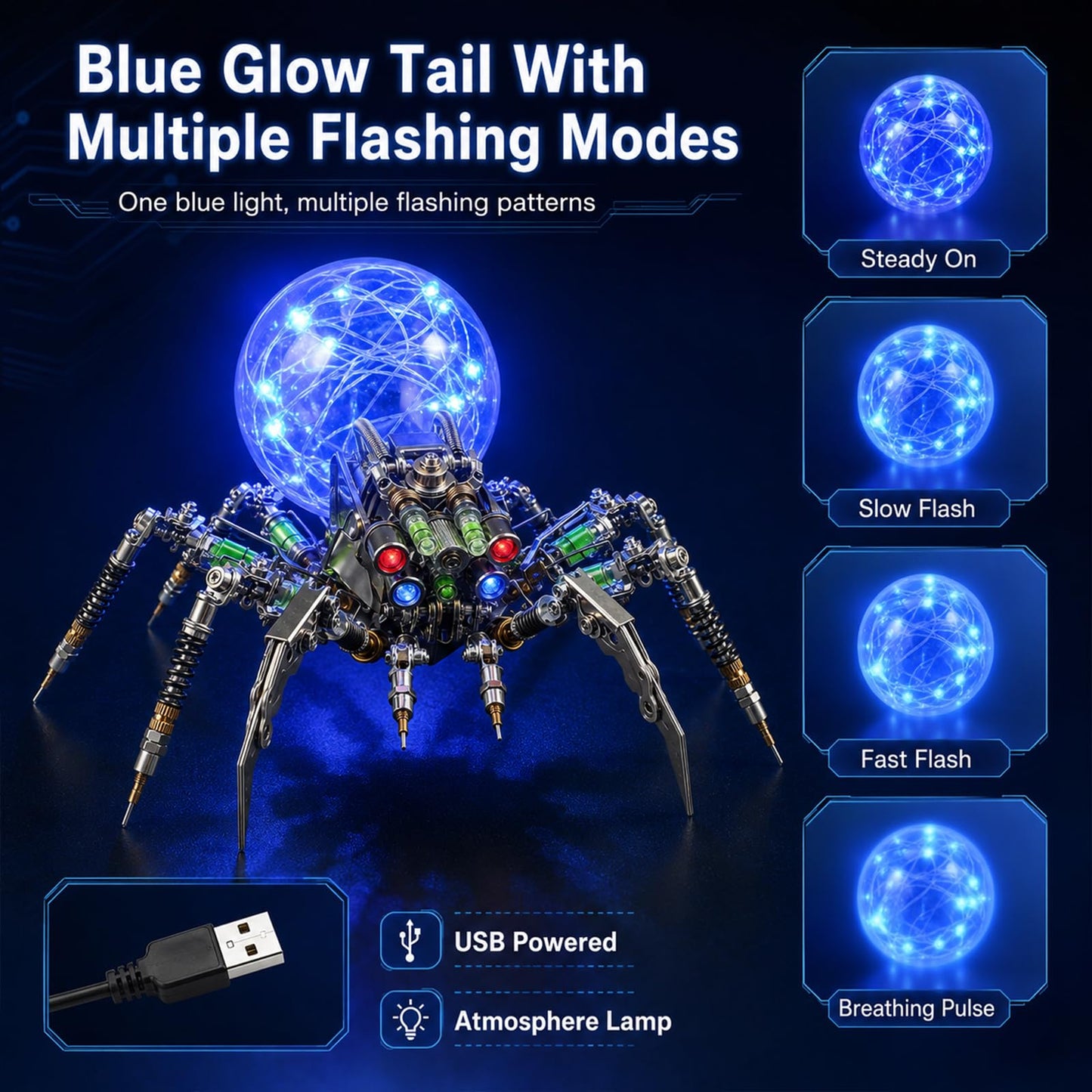 3D Metal Puzzle for Adults,Spider Puzzle Building Set，3D Metal Model Kit, Brain Teaser Puzzles DIY Assembling for Stress Relief - High end Men's Gift