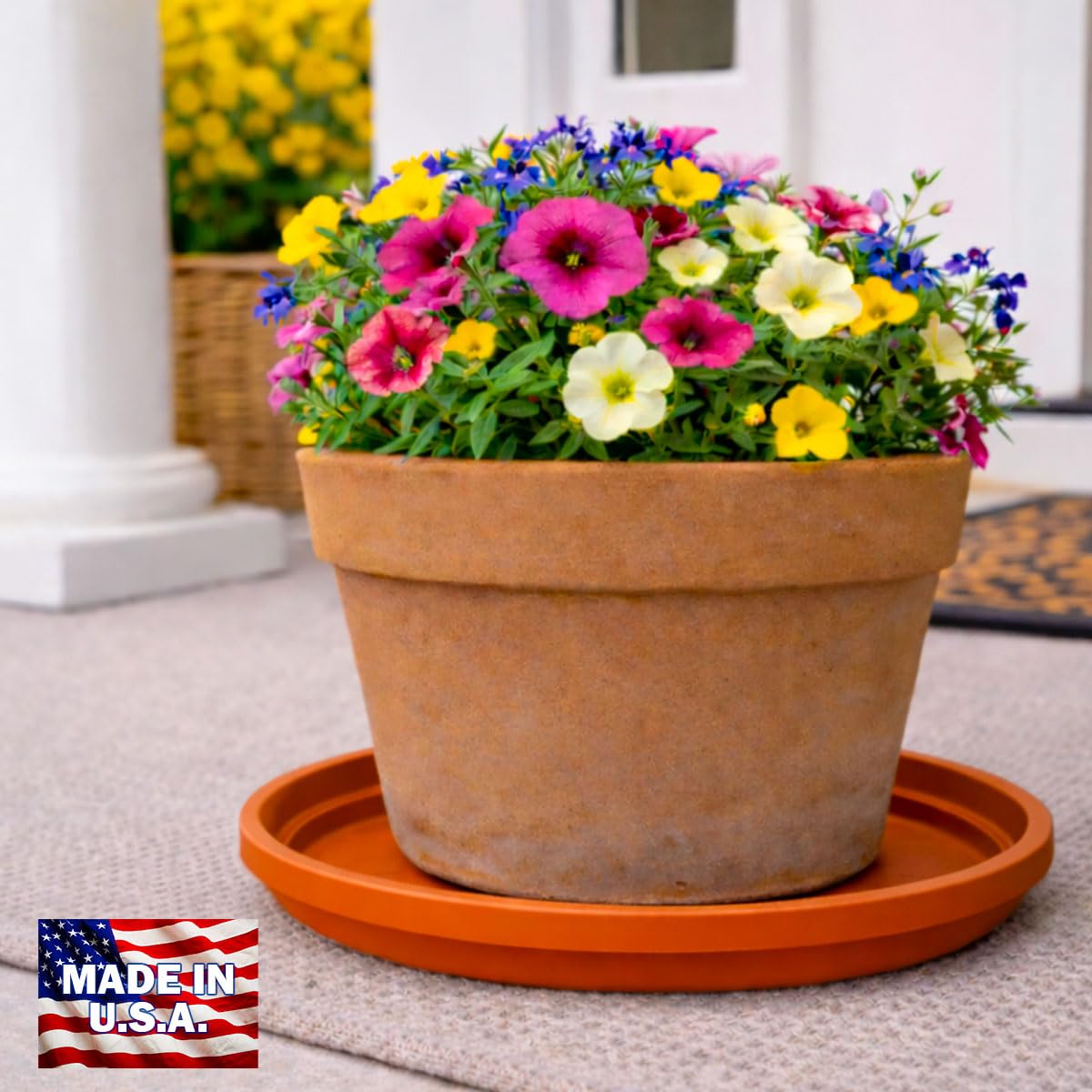 smart spring 10 Inch Plant Pot Tray USA Made – Durable Plastic Flower Pot Saucer – Plant Water Catcher for Indoor Outdoor Garden (6, Classic Terracotta)