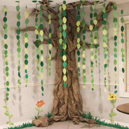 Suncalla Classroom Tree Bulletin Board Set DIY 3D Classroom Ceiling Wall Decor with Kraft Paper & Mounted Traceless Hooks for Jungle Safari Hawaiian Luau Party Supplies(Willow)