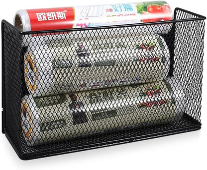Picowe Magnetic Shelf for Fridge, Aluminum Foil & Plastic Wrap Holder Organizer for Refrigerator, Magnetic Laundry Organizer for Washer /Dryer, Fridge & Small Spaces (Black)