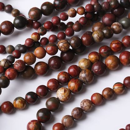 36PCS 10MM Natural Picasso Jasper Round Loose Stone Beads for Jewelry Making DIY Energy Stone Healing Power Bracelet 15"