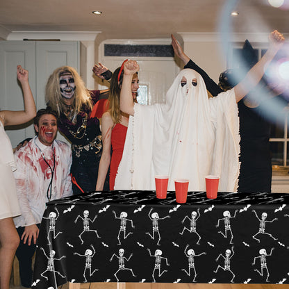 Iceyyyy 3 Packs Disposable Halloween Skeleton Tablecloth - 54" x 108" Plastic Waterproof Halloween Tablecover, Rectangular Halloweens Skeleton Table Cover for Ghost Themed Party Home Decor