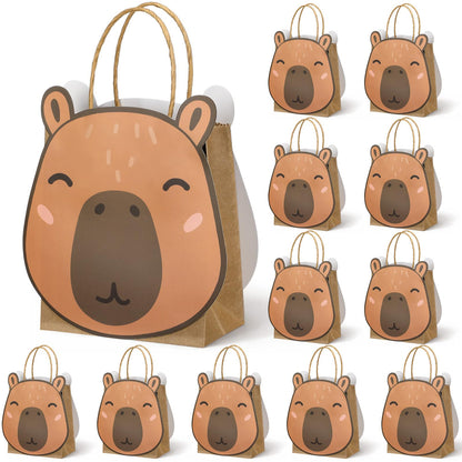 Jaloro 12 Pack Paw Spirit Week Gift Bags Party Favor Gift Paper Bags Goodie Candy Treat Bag with Handles Cute Paper Cards Paw Spirit Week Homecoming Halloween Birthday Party Favors Supplies