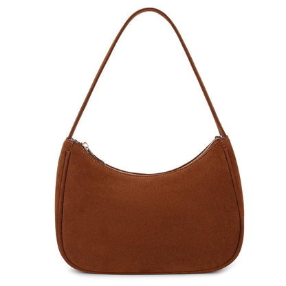 CYHTWSDJ Shoulder Bags for Women, Cute Hobo Tote Handbag Mini Clutch Purse with Zipper Closure (Suede-brown)