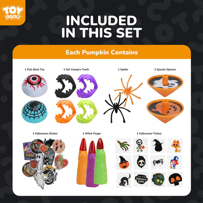 TOY Life Halloween Toys Prefilled Pumpkins Buckets Halloween Party Favors for Kids Bulk, 162Pcs Halloween Pinata Stuffers Mini Bucket Goodies Bag Classroom Prizes Trick or Treats