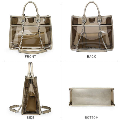 BTF BE TOP FASHION Women Clear Tote Bag for Stadium Events Clear Purse 2 in 1 Crossbody Shoulder Work Bag