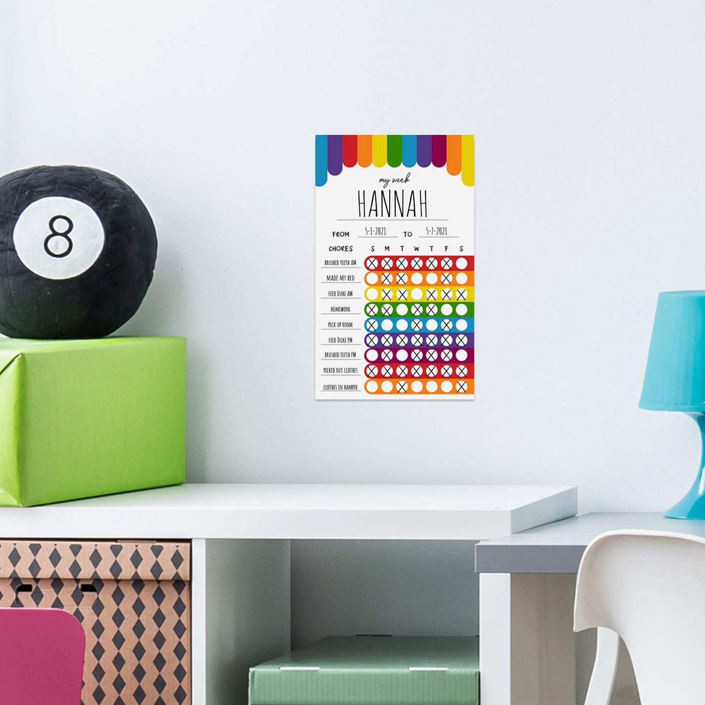 Cheerful Rainbow Weekly Chore Chart / 6" x 10" Sticky Note Fill in Task List/Engaging Week Assignment List