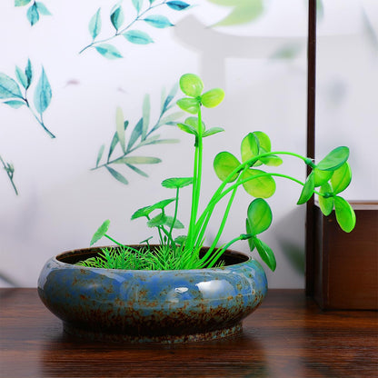 Leak-Proof Lotus Bowl Round Hydroponic Plants Pot Ceramic Planter Gardenin Succulent Pot Bonsai Planter for Outdoor Daffodil Flowerpot 7.28 Inch, Random Color