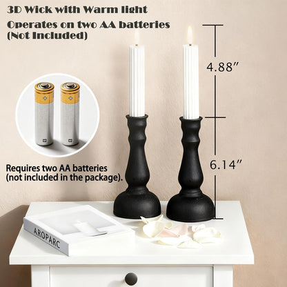 Aroparc Flickering Flameless Battery Operated LED Candles,Realistic All-Metal Candle Lights No-Melted, Room Decor, Home Decor - Matte 2pcs Tall