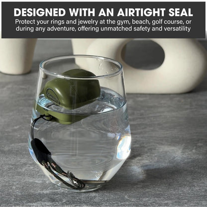 RING THING - Ring Holder Keychain, Jewelry Organizer and Storage, Portable Waterproof Jewelry Holder, Pill Box Keychain Container, Gym Accessory, and Travel Ring Case (Olive Green)