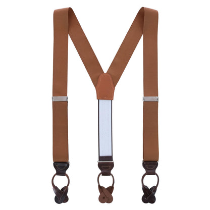 Trafalgar Men's Phoenix 38mm Grosgrain Non Stretch Ribbon Button End Braces (Suspenders), Brown