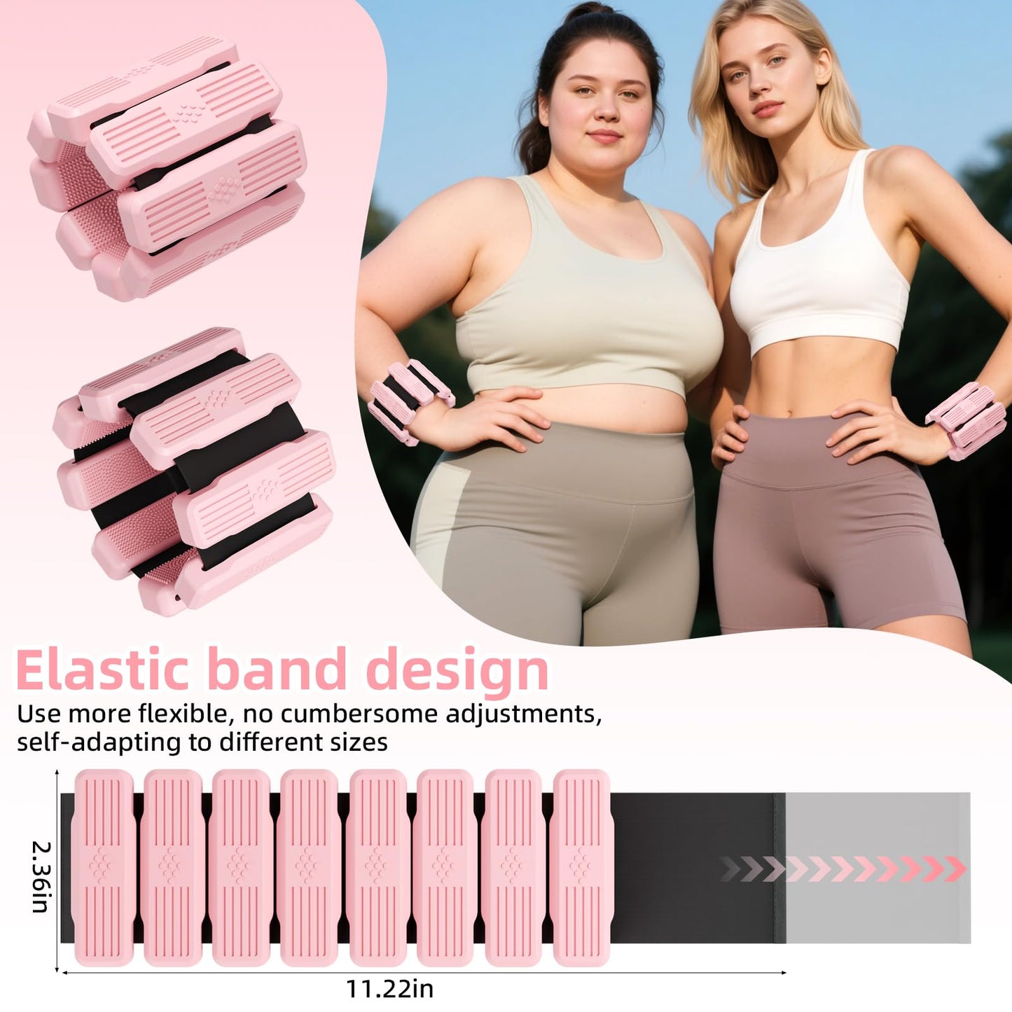 Pilates Wrist & Ankle Weights for Women, Wearable Wrist & Leg Weights Set of 2(1Lb Each) Adjustable Ankle Weights for Walking, Yoga, Dance, Pilates, Pool Exercises and Gym