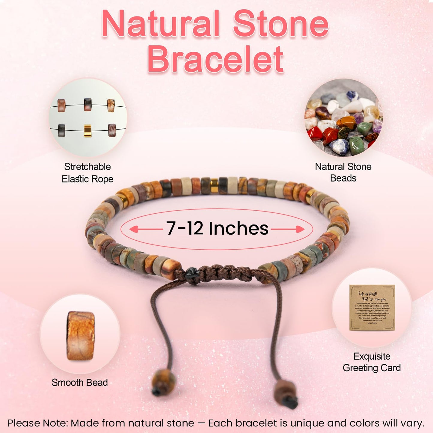 ZOKCC Inspirational Gifts Bracelets for Women: Mothers Day Gifts for Mom - Healing Natural Stone Beads Bracelets Thinking of you Get Well Soon Gift for Women Friends Sister Mom