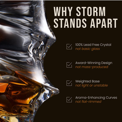 TSUKIGLASS® Storm Premium Japanese Crystal Whiskey Glasses Set of 4 - Gift Ready Box, 100% Ultra Clarity Lead-Free Crystal, 10oz Tumblers for Bourbon, Scotch & Cocktails, Luxury Gift for Father's Day