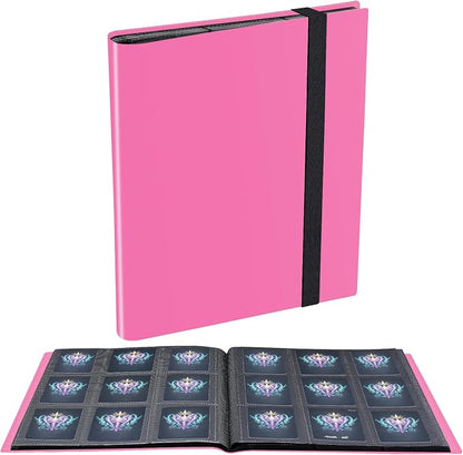 Card Binder, 360 Pockets Upgraded Trading Card Binders, Cards Collection Binder 9 Pocket, Side Loading Yugioh Binder Book Holder for MTG, TCG, Sport, Football, Baseball Collector Cards - Rose red