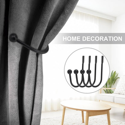 Curtain Holdbacks 4 Pack,Wall Mounted Black Window Curtain Hooks for Wall