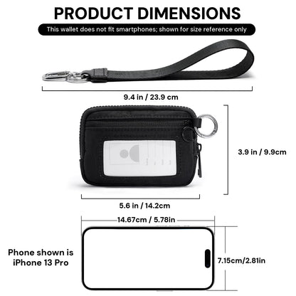 YDF The Iris Wallet for Women Mini Zip Card Case with Clear ID Window Zipper Coin Purse Lightweight Portable Keychain Wallet