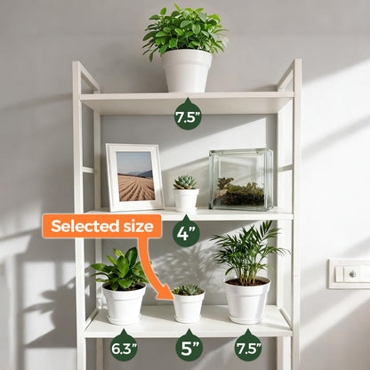 T4U Flower Pots 18-Pack, 5 Inch Plant Pot with Saucer and Drainage Hole, Durable Plastic Flower Pots, Small Pots for Plants, Violet, Succulent and Indoor Plant Decorative (18 Pack 5" Pot, White)
