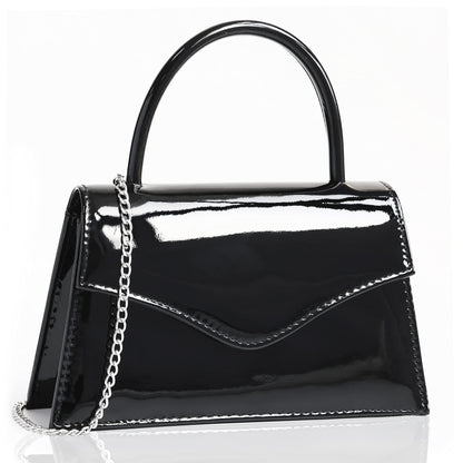 Milisente Women's Evening Bag Bridal Party Clutch Purses Cocktail Prom Handbags with Patent Leather(Black)