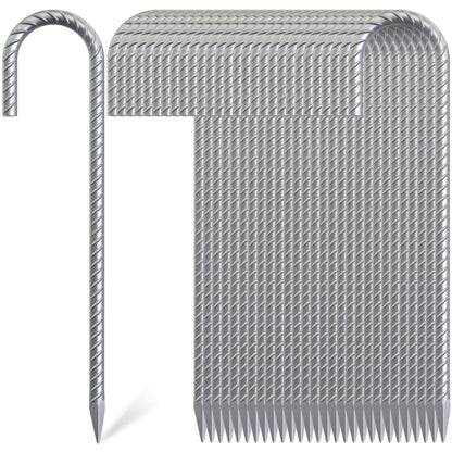 OK5STAR 12 Inch J Hook Rebar Stakes 30 Pack, Heavy Duty Galvanized Steel Ground Stakes, Metal Tent Stakes Chain Link Fence Stakes for Inflatables, Yard Decorations, Camping, Garden