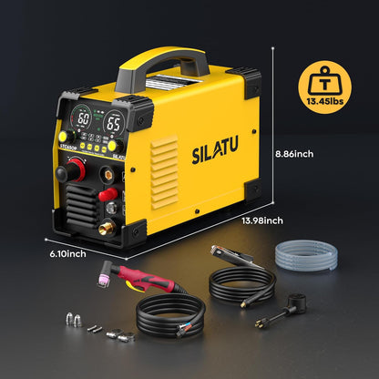 SILATU 65Amps Plasma Cutter, Large LED Display, Non-Touch Pilot Arc, Air Sensor Technology, 110/220V Dual Voltage IGBT Inverter Plasma Cutter Machine, 14mm Clean Cutting Thickness for Beginners DIY