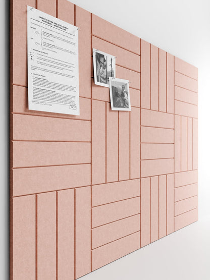 Bumusty Large Cork Board Alternative-48 x 36" Felt Bulletin Board Tiles, with 30 Pushpins, 70 Adhesive Tabs, Bold-Stripe 12-Pack, Cork Boards for Office Push Pin Board Felt Board-Pink