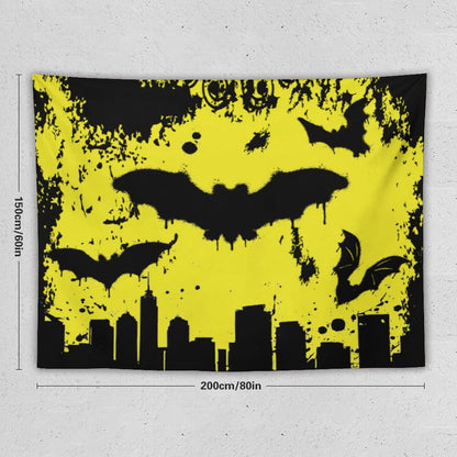 Bat Tapestry,Yellow and Black Design Cartoon Tapestry for Boys Girls Teens,Modern Art Print Tapestry Wall Hanging Home Décor for Game Room Play Room Bedroom Living Room 80" x 60"
