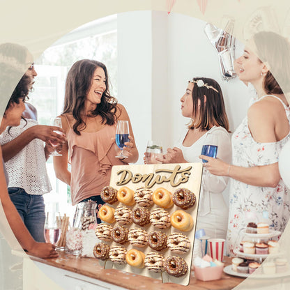 CORTNK Donut Wall Display Stand, Wooden Doughnut Holder Display 20 Donuts, Donut Holder Board for Donut Grow Up Party, Birthday, Wedding, Baby Shower, Donut Party Decorations (Natural)
