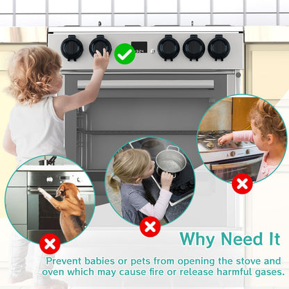 Stove Knob Covers for Child Safety,AOSITE Upgraded Gas Knob Covers for Kids Stove Guard with Strong Adhesive, 5 Pack Durable Design Childproof Oven Knob Locks for Babies and Pets,No Screws or Drill