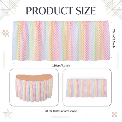 Breling Teacher Desk Skirts 6 ft Checkered Table Skirt Pastel Ruffled Table Skirt Back to School Supplies for Classroom Teacher Office Desk Decor