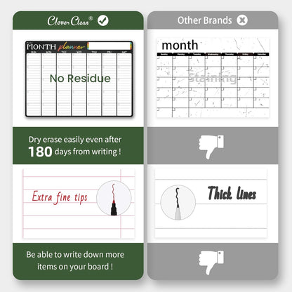 Magnetic Dry Erase Monthly Calendar Set - 17"x12" Monthly and 8.5"x12" Weekly Calendar, 4"x12" List Board for Fridge - 6 Extra Fine Point Dry Erase Markers Included - Shipped Flat