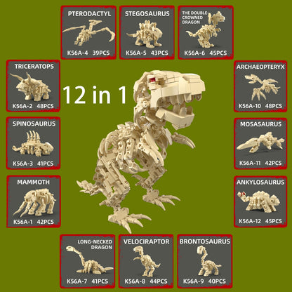 auryee 12PCS Pre Filled Easter Eggs with Toys Inside - 12 in 1 Big Dinosaur Skeleton Model Building Kits Toy for Kids Age 6+ Years Old