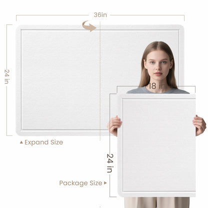 Lightomorrow Bulletin Board, 36 x 24 inches Felt Board - Decorative Pin Board, Cork Board Alternative for Wall, 3' x 2' Foldable Self-Adhesive Vision Board Prayer Board with 20 Pushpins - White