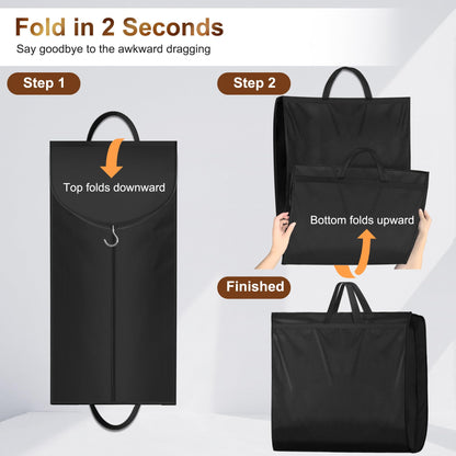MISSLO 72" Wedding Dress Garment Bag for Travel Waterproof Dress Bags for Gowns Long 4" Gusseted Dresses Protector Bag for Closet Storage Clothing Covers for Hanging Clothes, Black