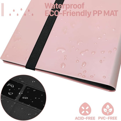 【2026】Trading Card Binder 9 Pocket, Premium Sports Collection Binder Game Cards Book with Sleeves Side Loading, Anti-open Strap Double Sided Waterproof 360 Card Folder