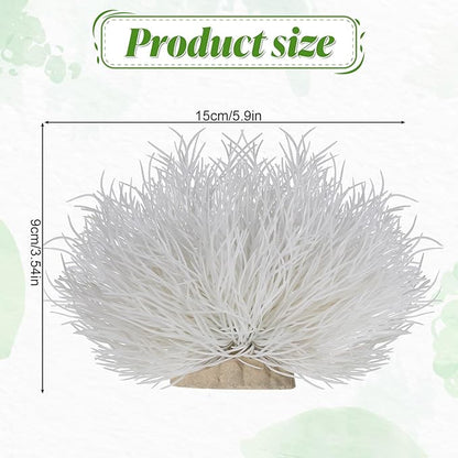 2pcs Aquarium Plants Decorations Artificial Fish Tank Plants Fish Tank Decorations Plastic Fishes Tanks Accessories Small Large Aquarium Decoration Plastic Artificial Plant(White)