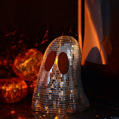 2 Pcs Halloween Disco Ghost Decor Ghost Disco Ball Table Decoration Indoor Glitter Sign Halloween Tiered Tray Decor for Props Home Tabletop Decorations