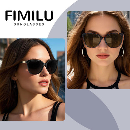 FIMILU Polarized Sunglasses for Women, Trendy Fashion Sun Glasses Square Retro Glasses UV Protection for Daily Outdoor 2pack