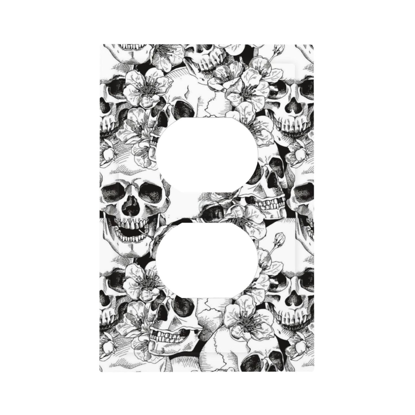 Gothic Skull Floral Skeleton Decorative 1 Gang Receptacle Outlet Cover Electrical Duplex Wall Plate Single Duplex Wall Plate Light Switch Cover