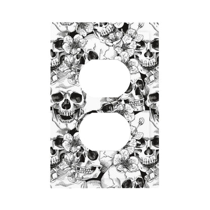 Gothic Skull Floral Skeleton Decorative 1 Gang Receptacle Outlet Cover Electrical Duplex Wall Plate Single Duplex Wall Plate Light Switch Cover