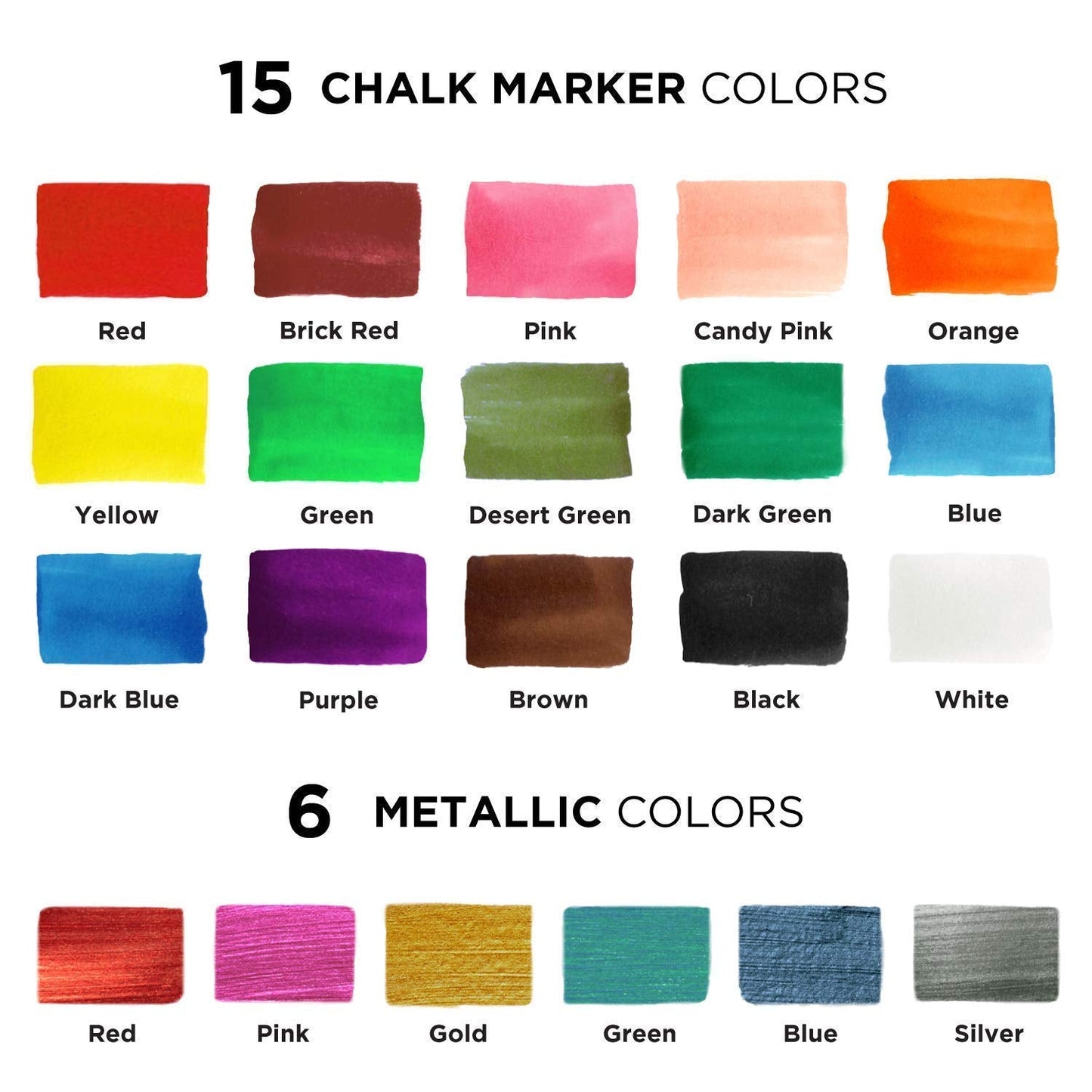 Assorted Chalk Bundle - 5 Red Variety + 21 Classic + Metallic 6mm