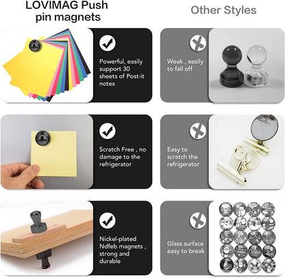 LOVIMAG Fridge Magnets 50Pcs Refrigerator Whiteboard Small Strong Magnet Classroom Kitchen Accessories Decorative Locker Set Decor Must Haves Office Calendar Refrigerador Magnetic Cute Crafts Black